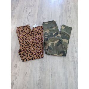 J. Crew Printed Cropped Everyday Leggings Set‎ of 2 XS camo leopard print NWTs